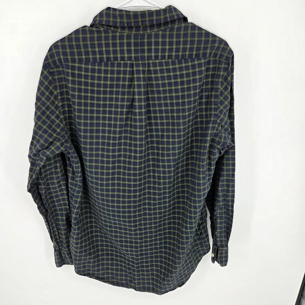 Polo Ralph Lauren Shirt Men's Long-Sleeve Plaid Button Down Navy Green Medium